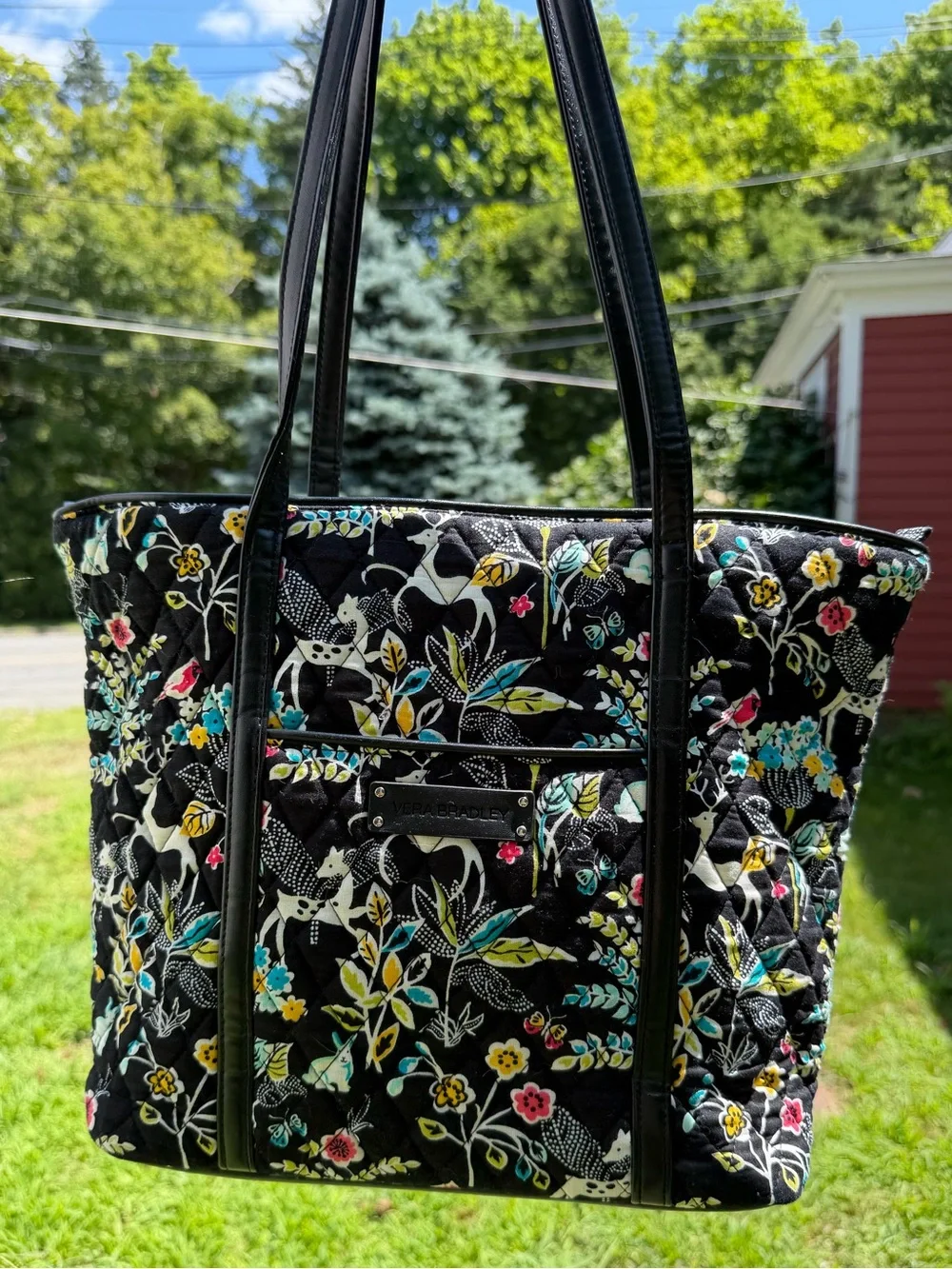 Vera Bradley Small Tote Winter Palace Faux Leather Trim Quilted Bag